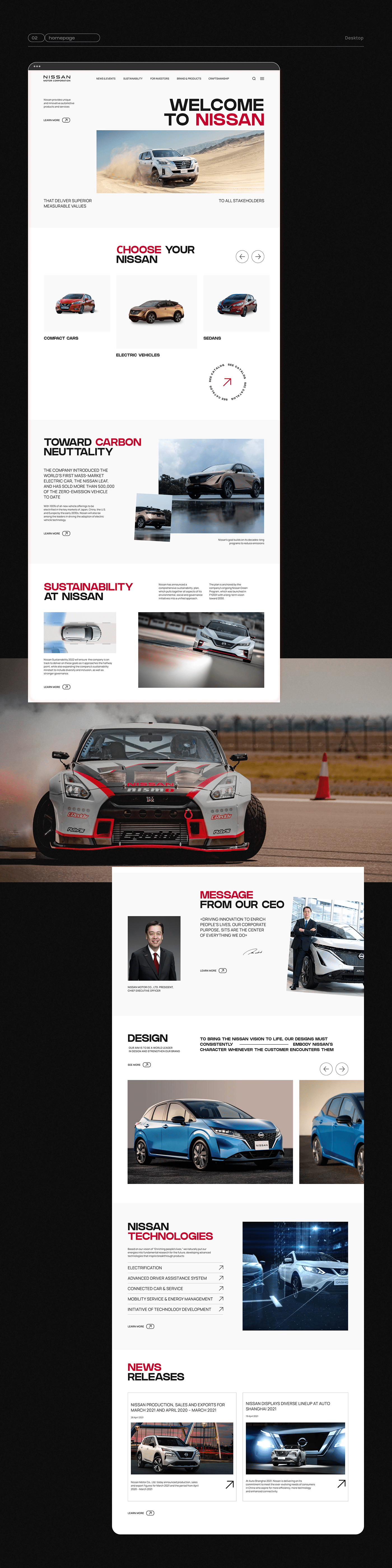 Cars concept corporate website DesignConcept interactive design Nissan redesign ui design UI/UX Webdesign