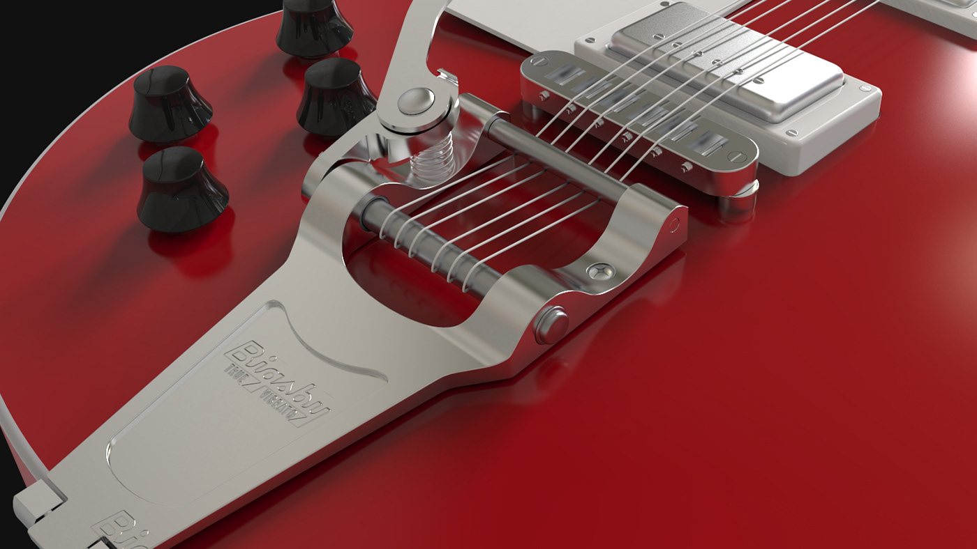 Render model modeling guitar 3D