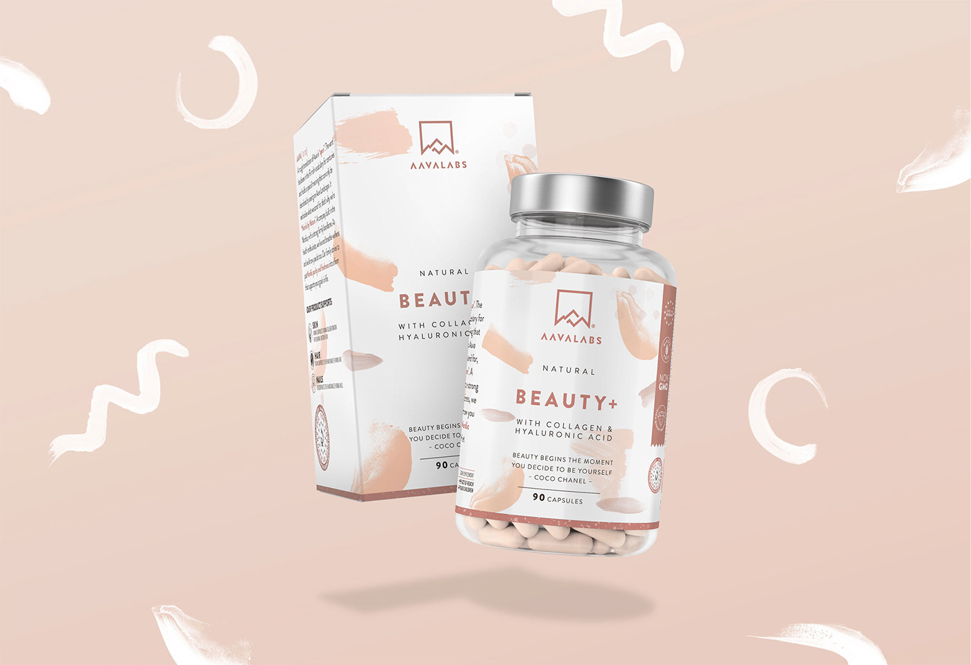 beauty brush cream design Label Packaging pattern pouder stroke supplements