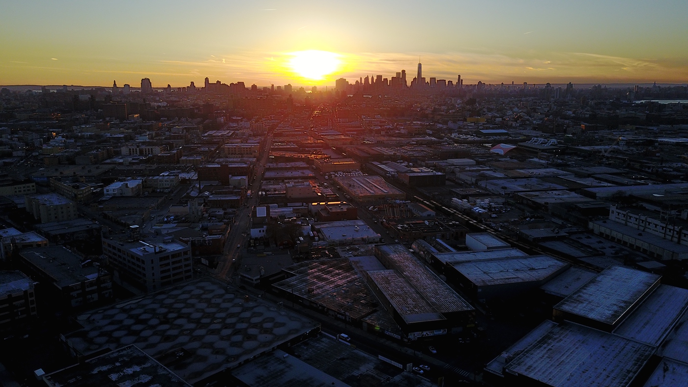 Drone content of NYC sunset
