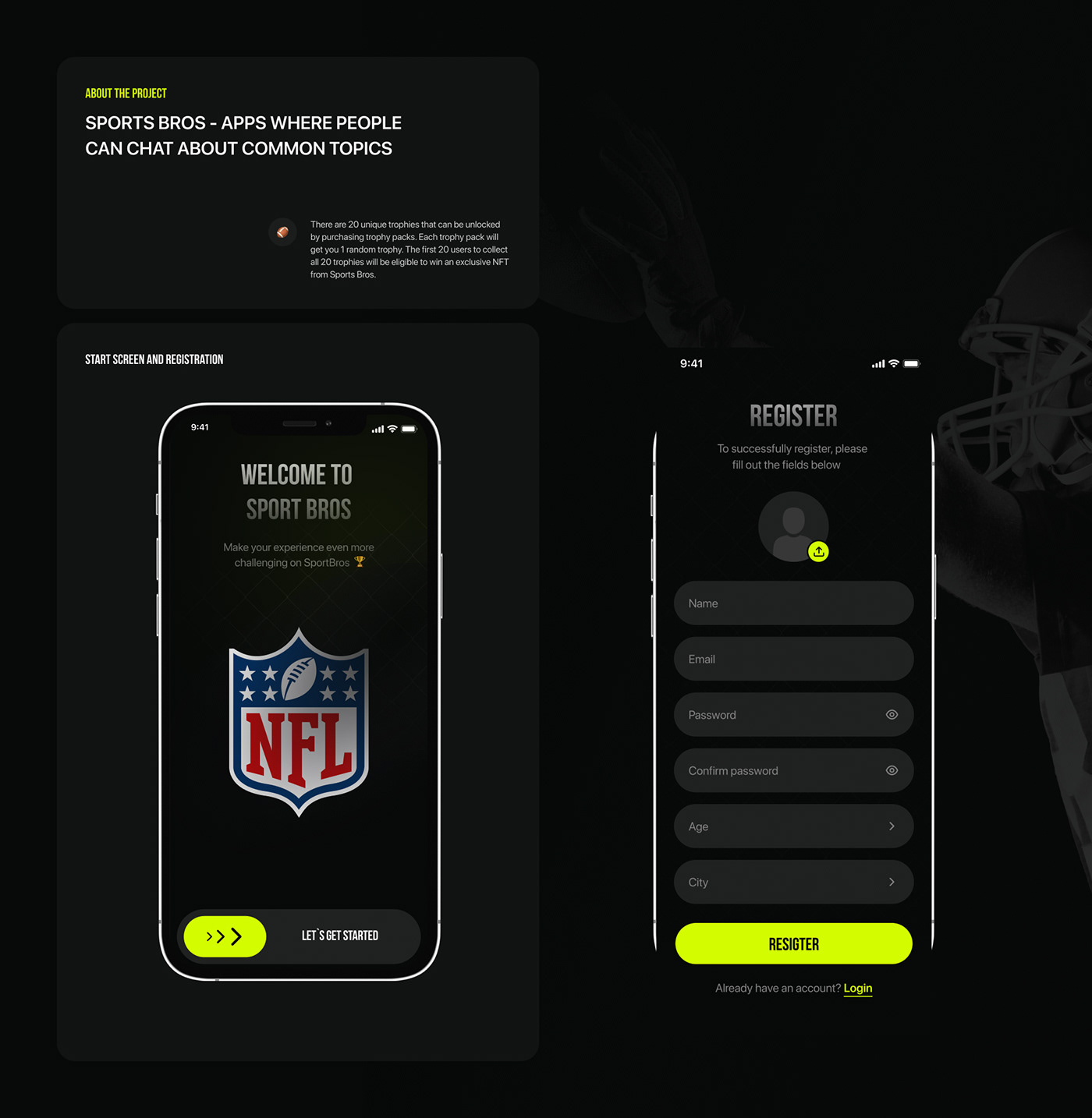 app dark ios minimal Mobile app modern Platform sport UI ux