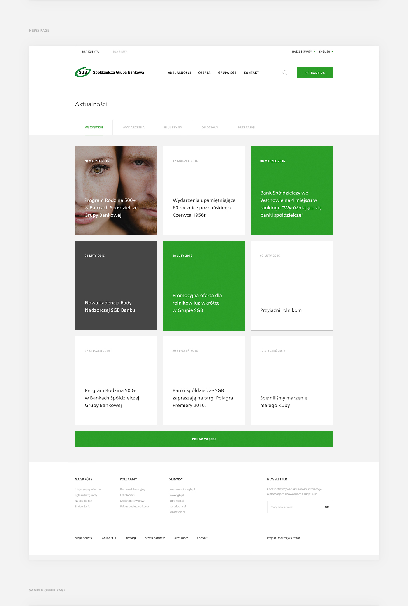 Website clean mnimal Webdesign Bank banking card modern green White