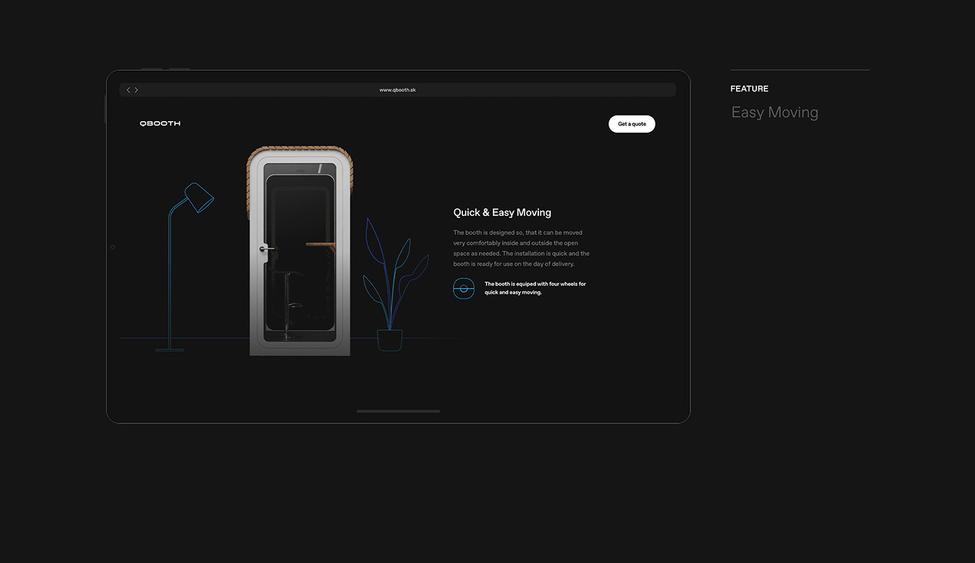 dark interactive minimal online meeting phone booth product scrolling website Startup Web Design  Website