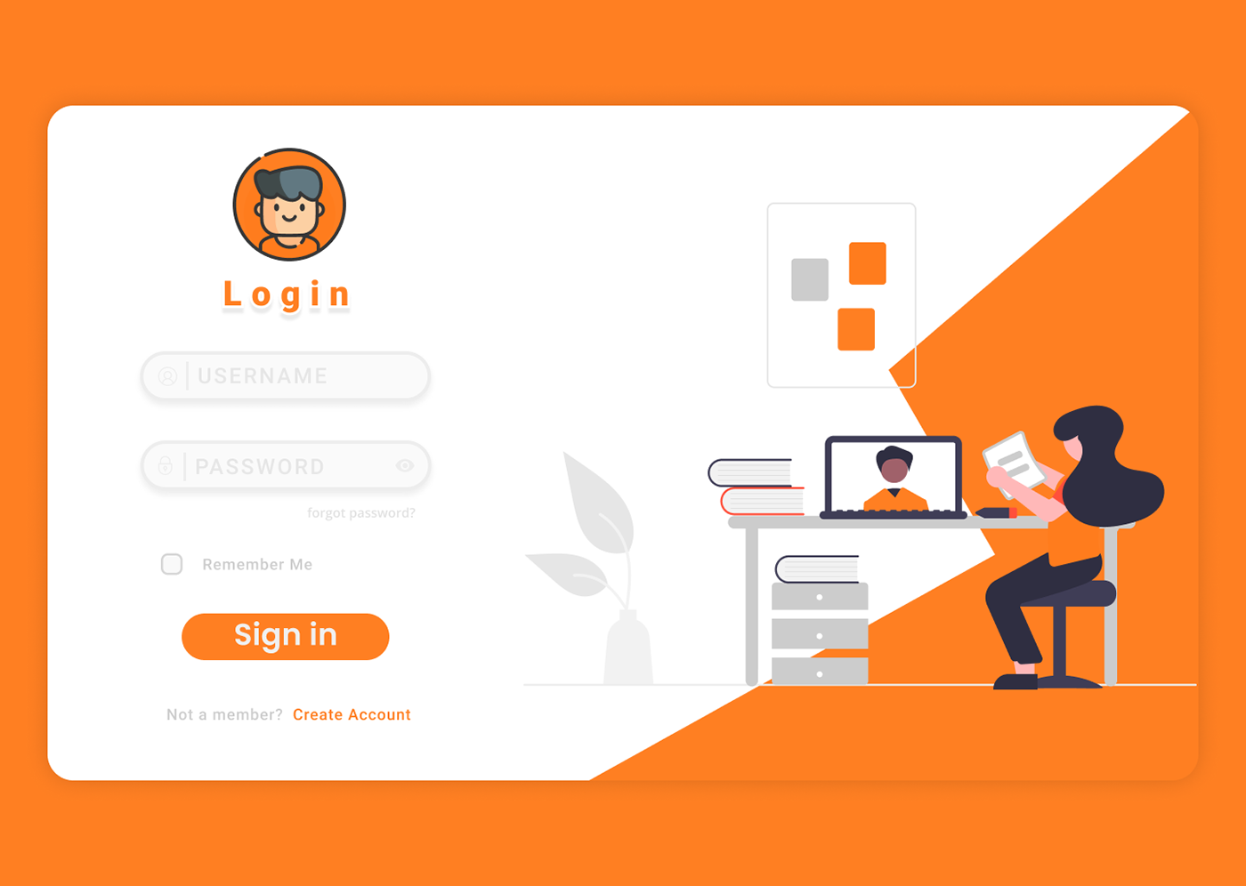 design Figma landing login orange page