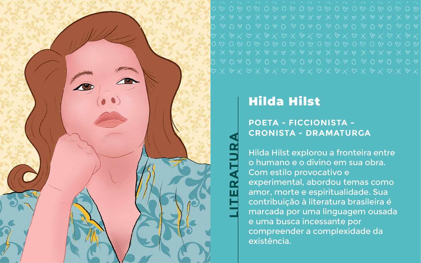 An illustrated portrait of Hilda Hilst a brazilian poet.