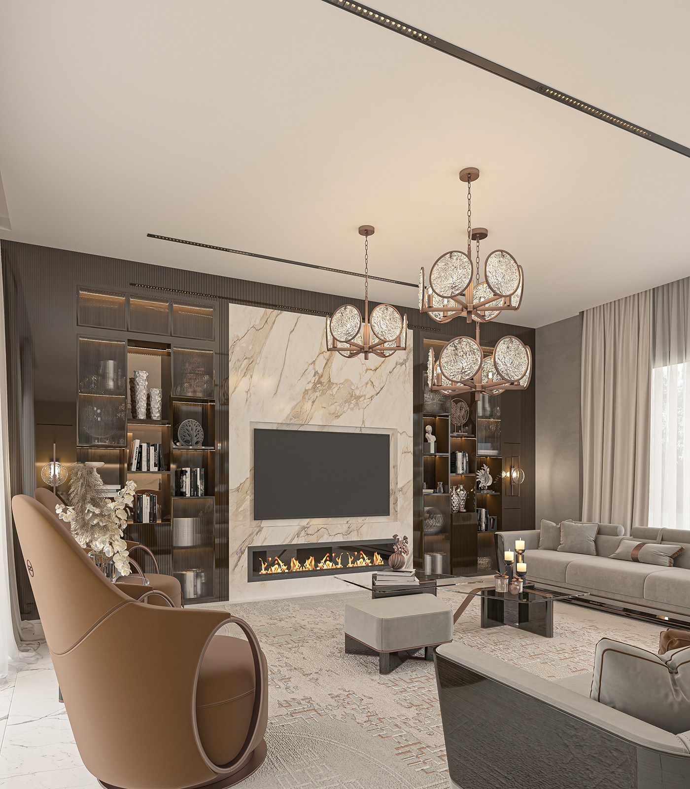 3D 3ds max design elegant interior design  living room luxury Render visualization vray