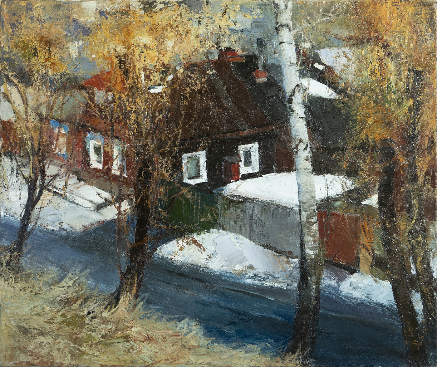 danildanilovskii fine art impressionism Landscape oil on canvas Oil Painting old house russian art spring