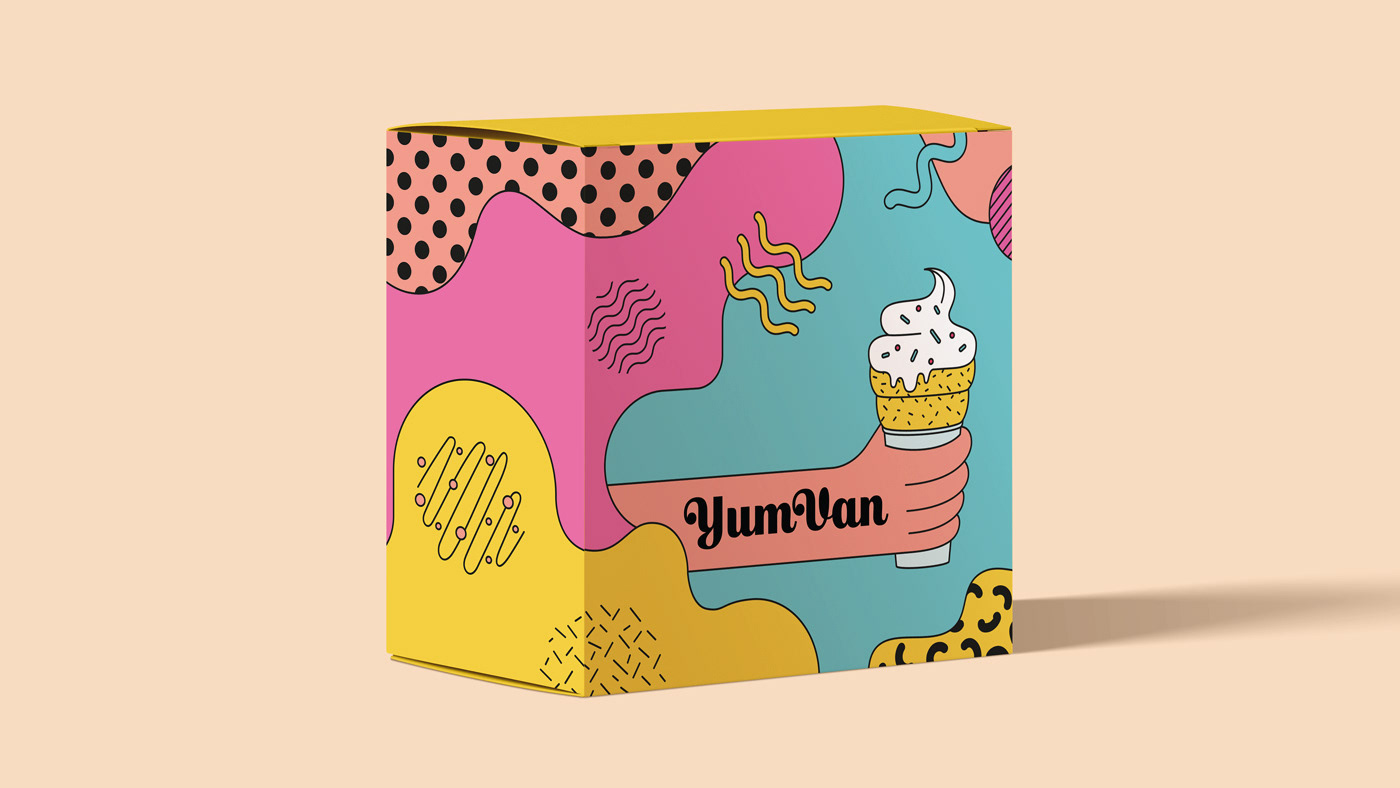 branding  Colourful  Food Packaging ice cream ILLUSTRATION  memphis style Packaging Pop Art vector