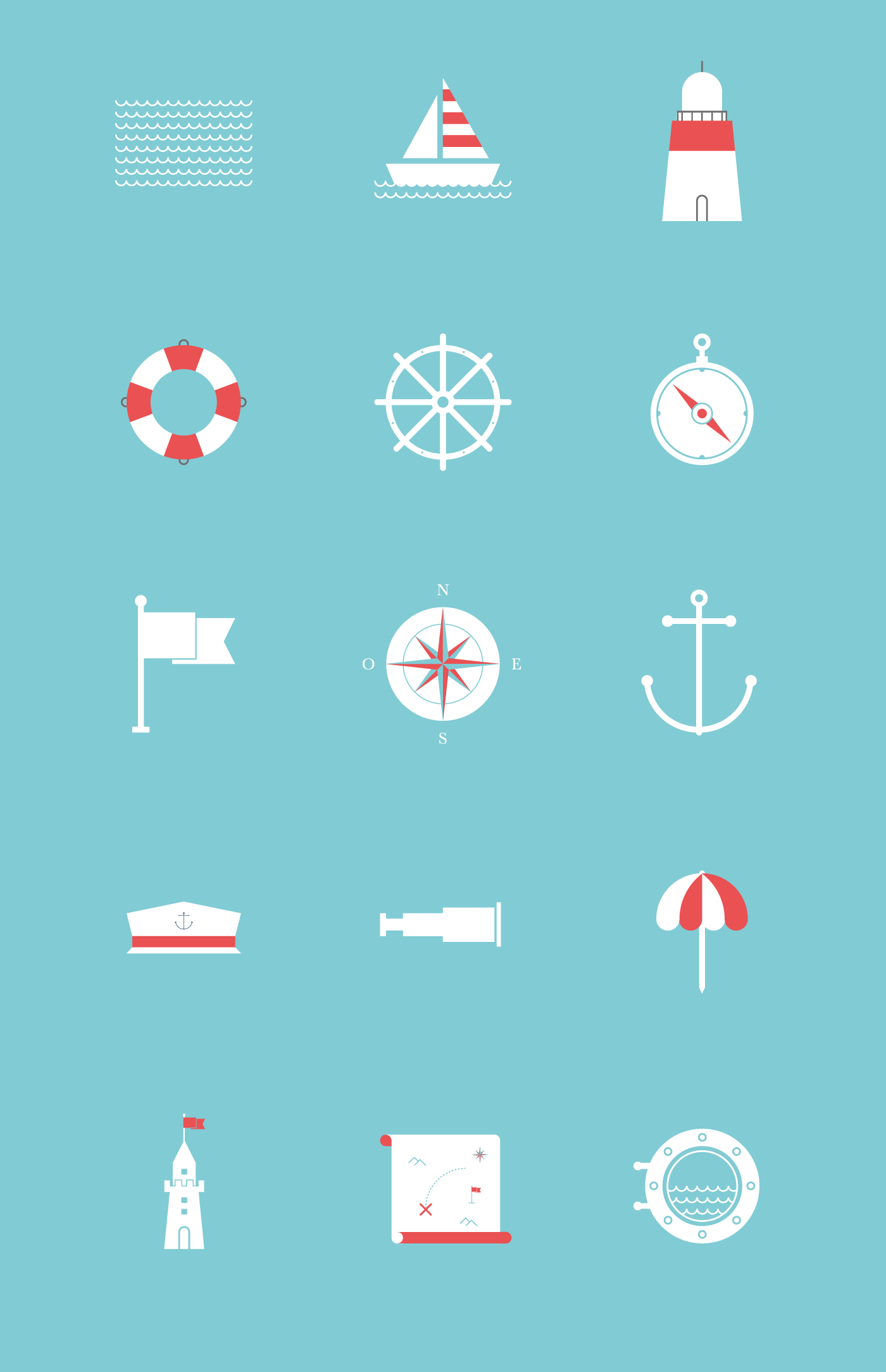 free icons sea set download boat flag wave compass lighthouse porthole compass rose Spyglass vector