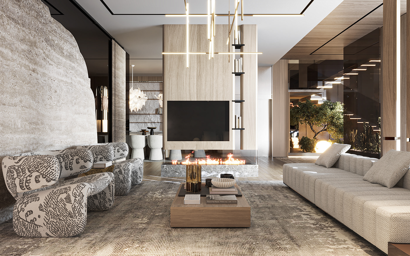 reception interior design  visualization modern architecture archviz CGI house Villa minimal