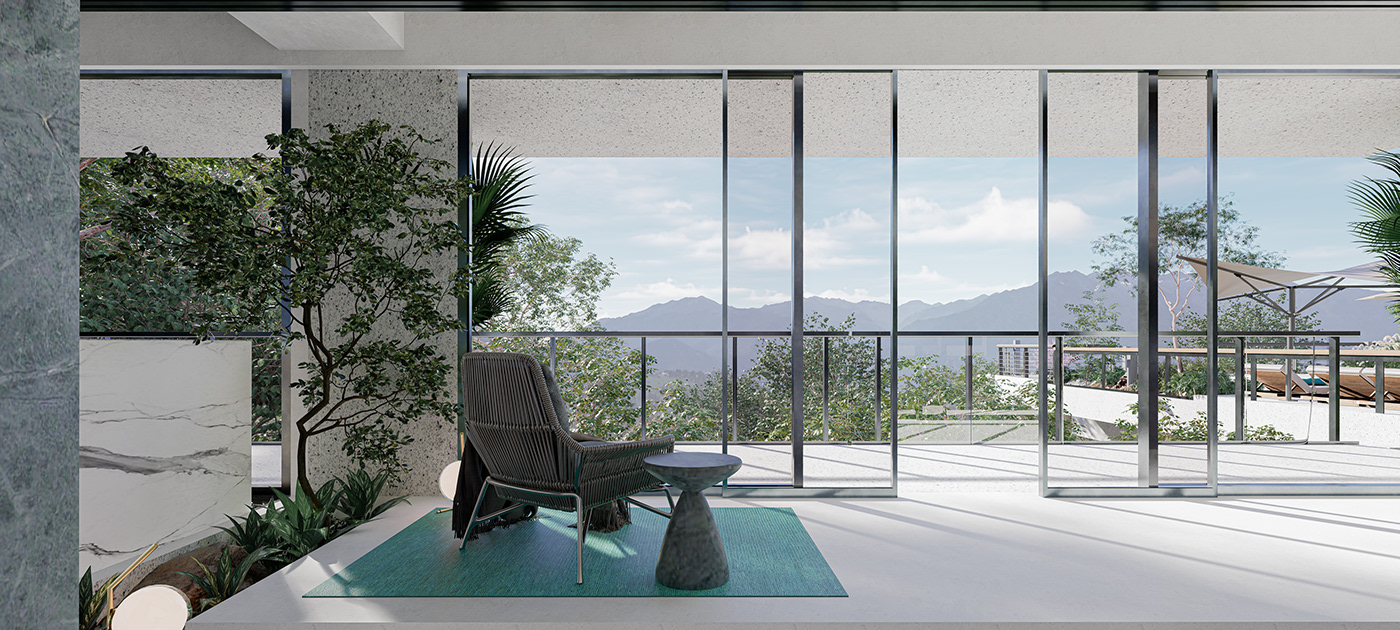 cliffside Nature Landscape Villa architecture Render visualization exterior modern Pool
