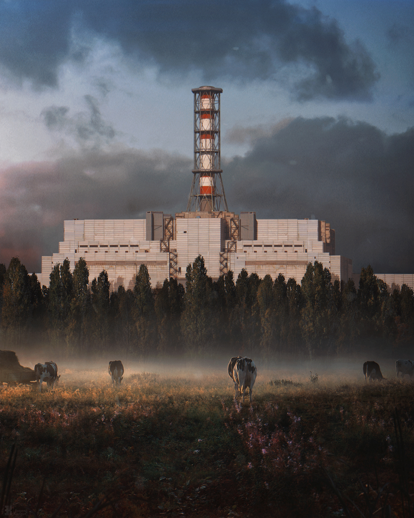 chernobyl Chernobylzone conceptart Mattepainting pripyat radioactive зонаотчуждения Припять ЧАЭС Чернобыль