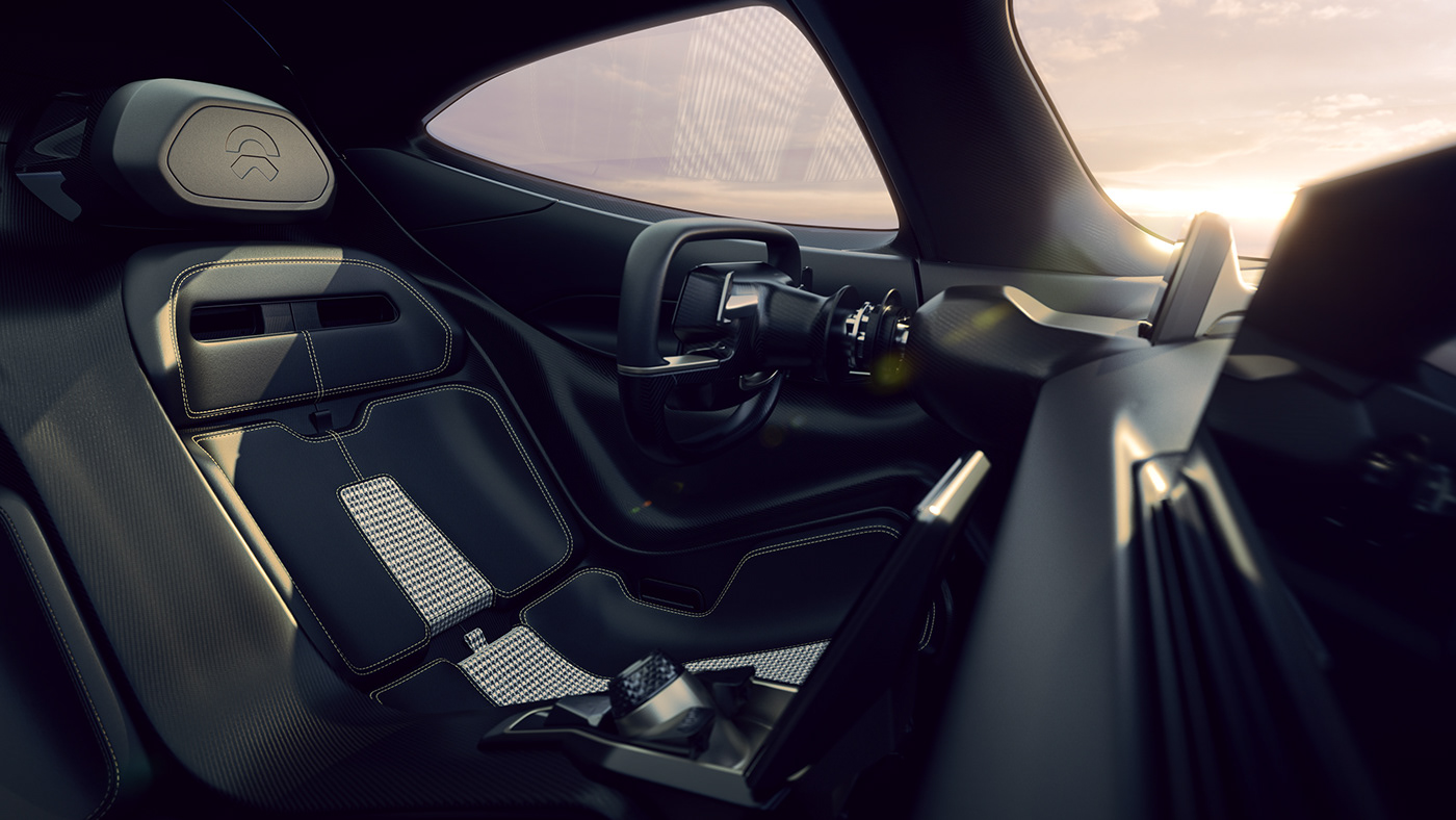 3D automotive   car nio Render sunset supercar Vehicle visualization vray
