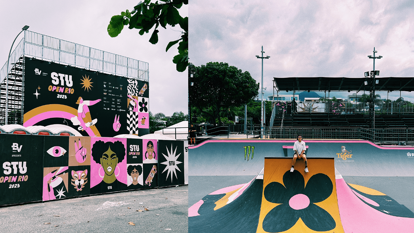 ILLUSTRATION  skateboard women Digital Art  vector brand identity colorful skate graphic design  visual identity