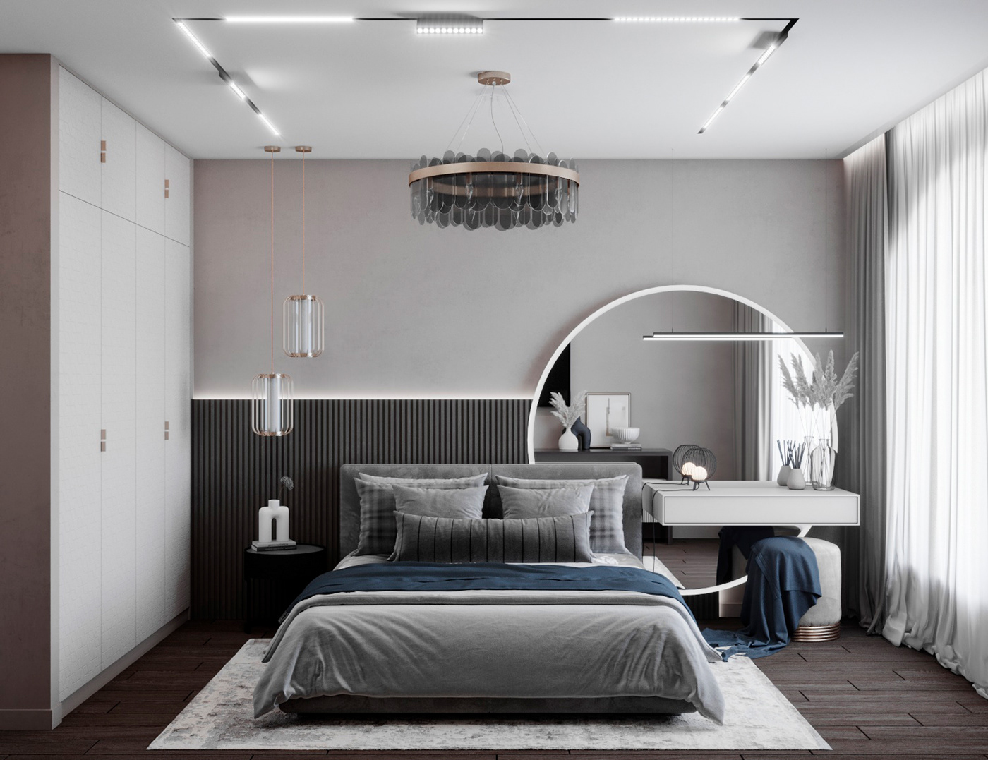 спальня bedroom interior design  интерьер дизайн интерьера Визуализация интерьера Дизайн квартиры Интерьер квартиры современный дизайн современный интерьер
