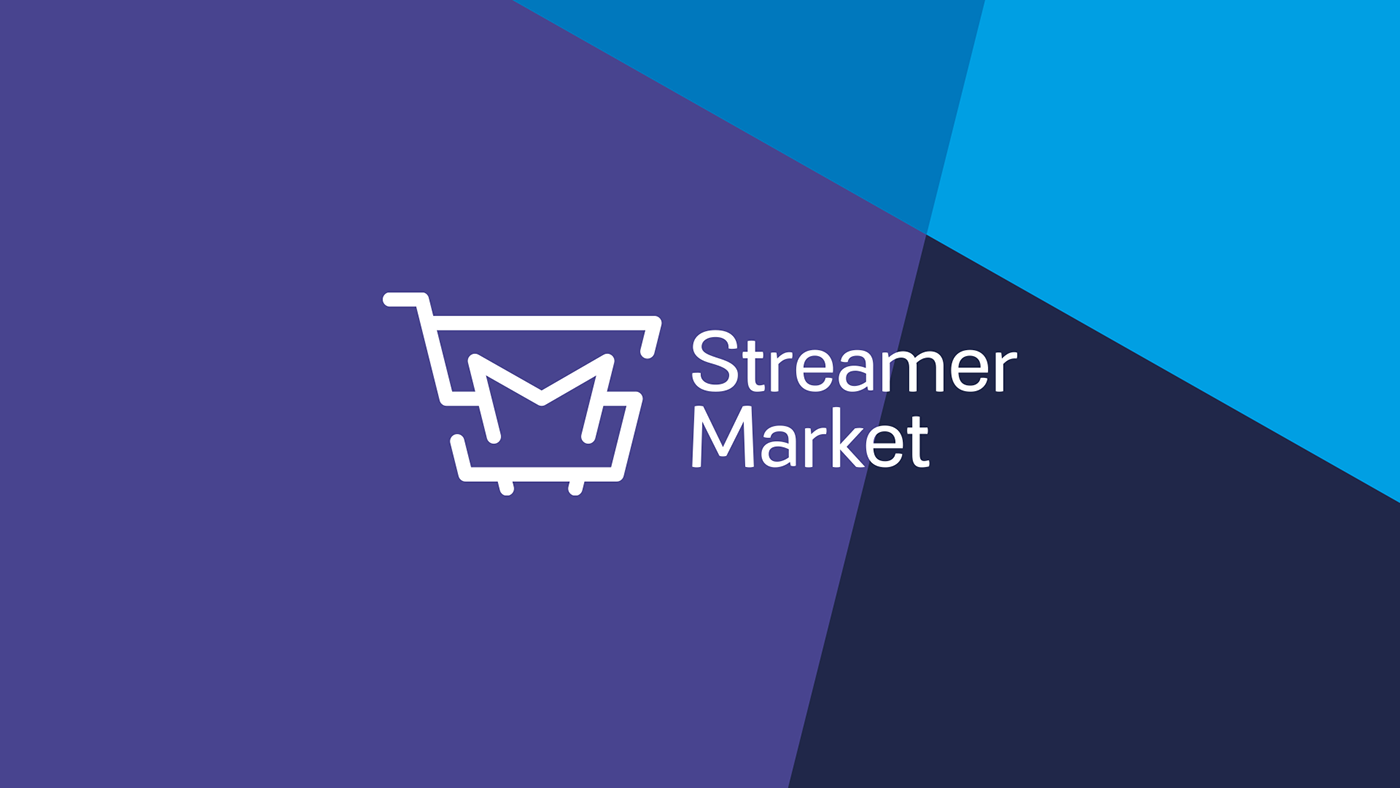 Streamer Market White Logo on Multi Pattern, Variation 1