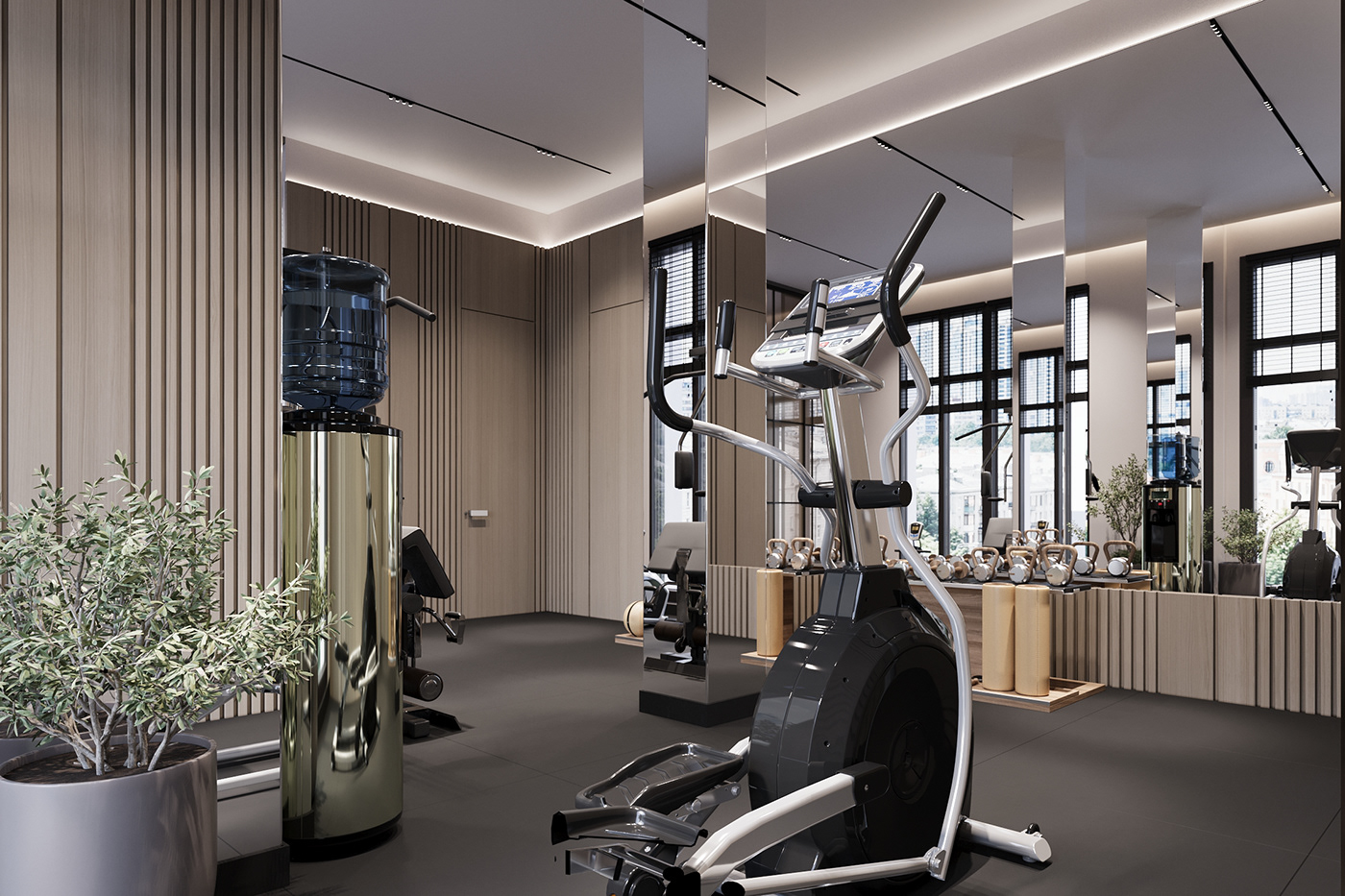 Interior design gym fitness visualization architecture 3ds max modern Render corona