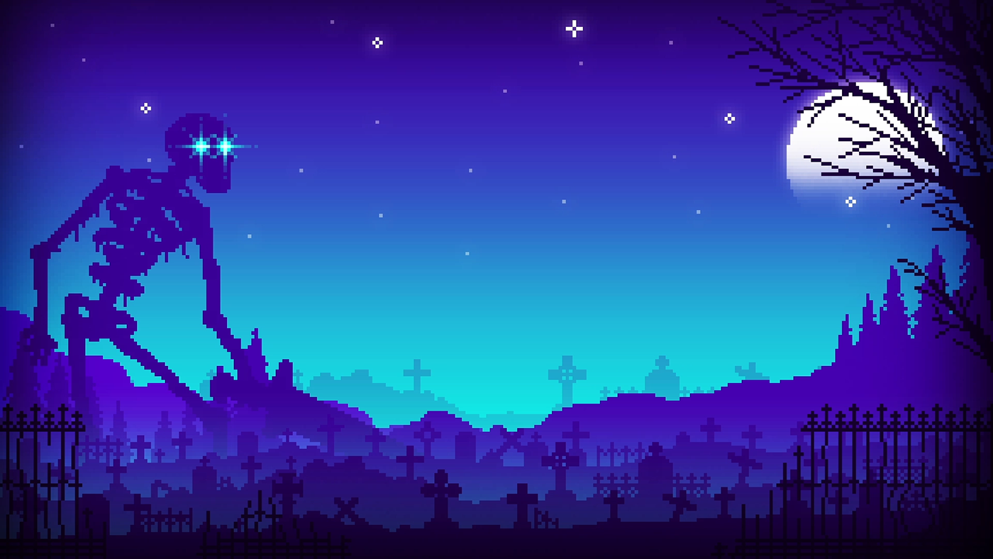 animation  background grave yard looping overlays Pixel art purple Retro Streamer Twitch