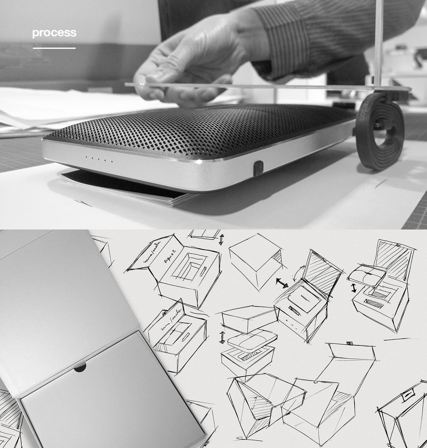 packaging design portable speaker electronic design box Harman rendering