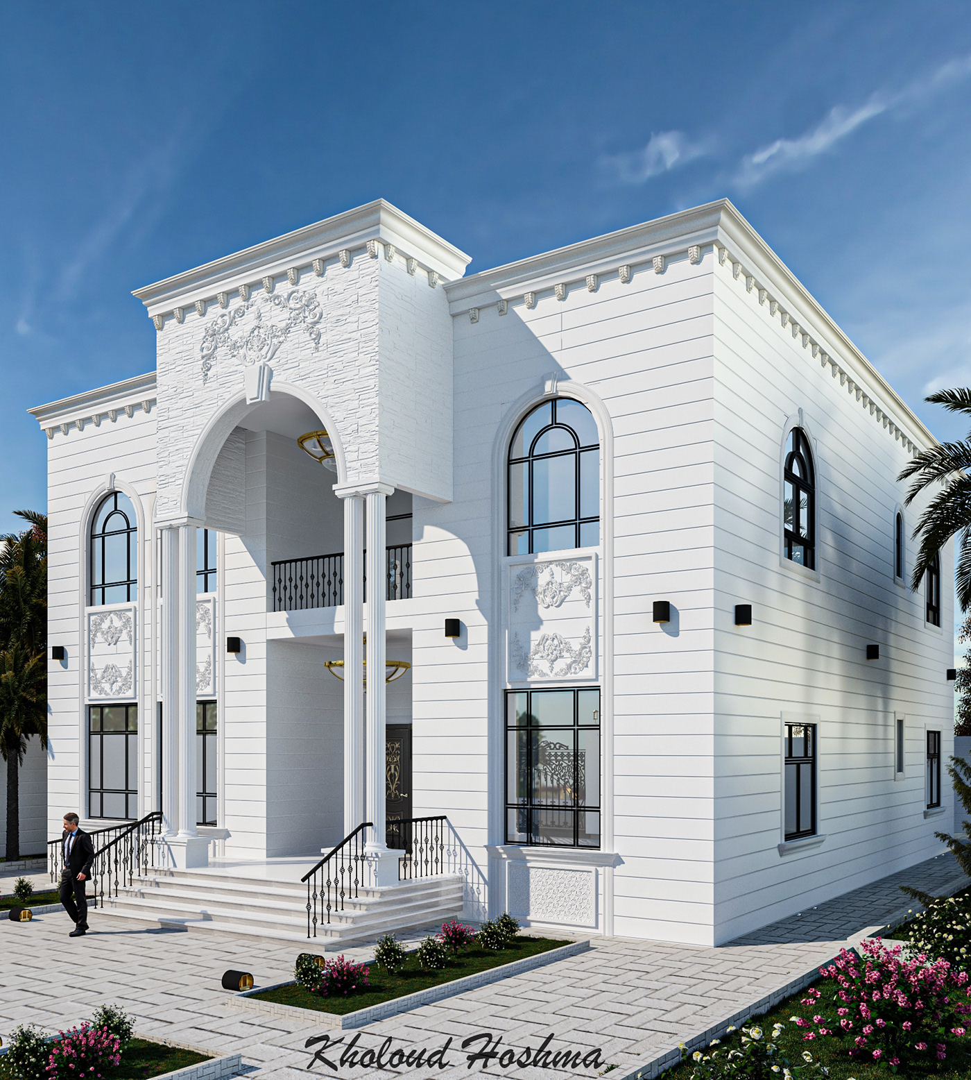 exterior architecture Render vray 3ds max Classic Villa 3D