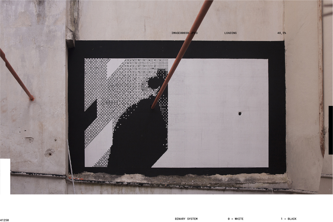 pixel ILLUSTRATION  dataism Urban grid Graffiti black and white Street Art 