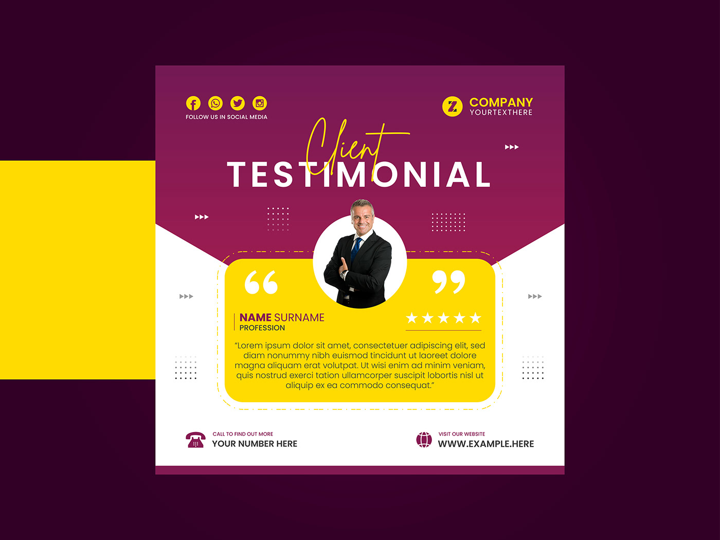 Customer review client testimonial social media post web banner Design