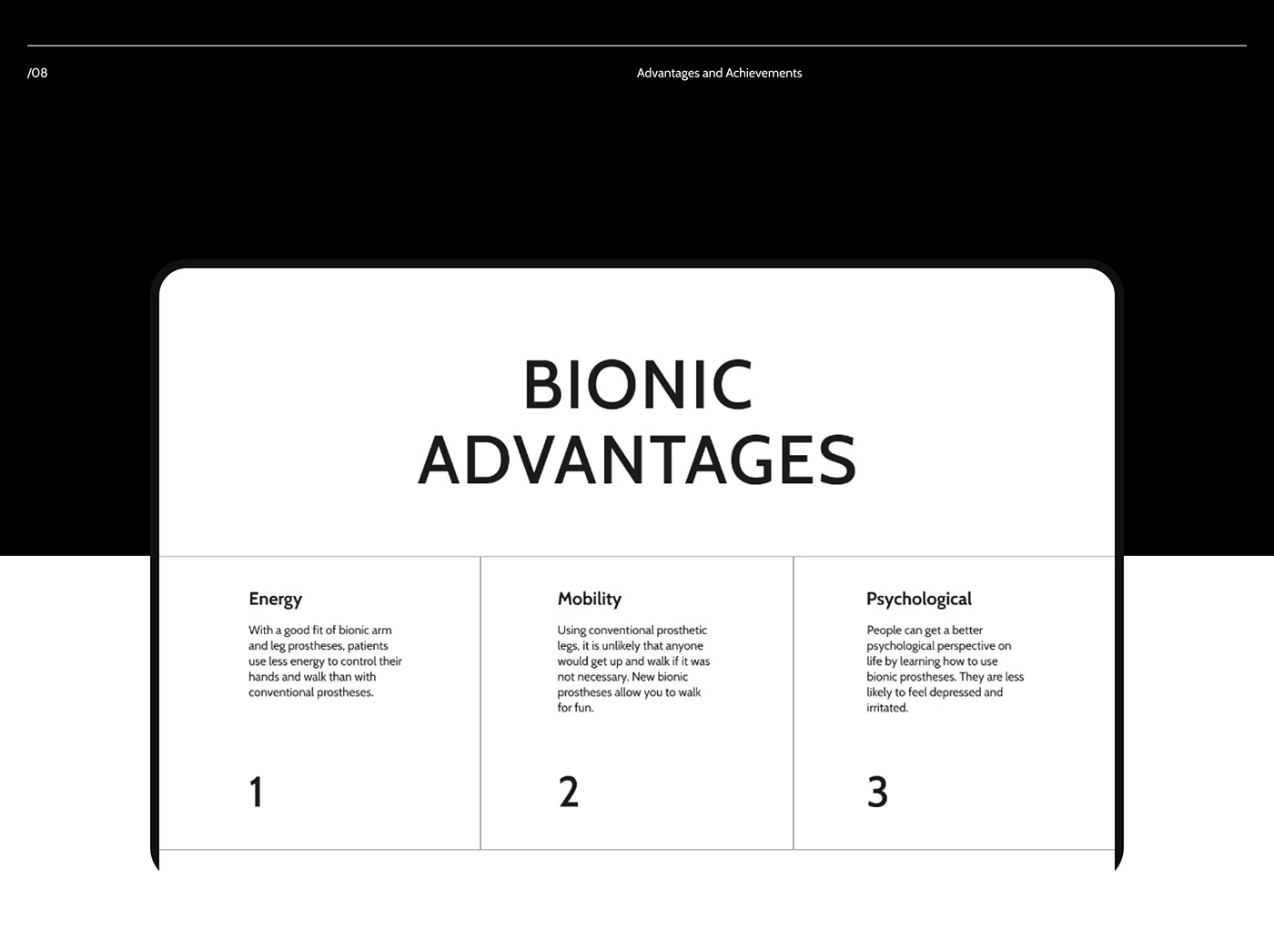 Bionic Cyborg medicine Prosthesis robot animation  mobile UI ux Webdesign
