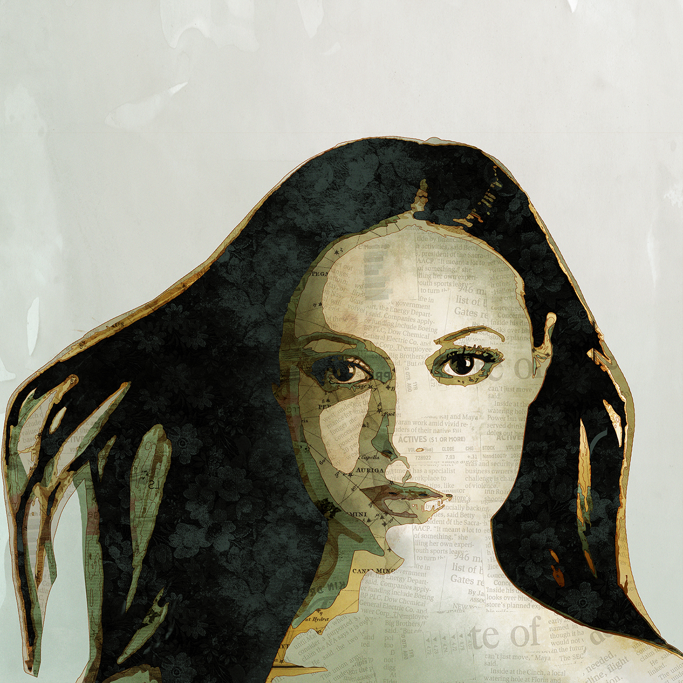 Album collage woman  girl  paper  colour  texture  watercolour mixed media