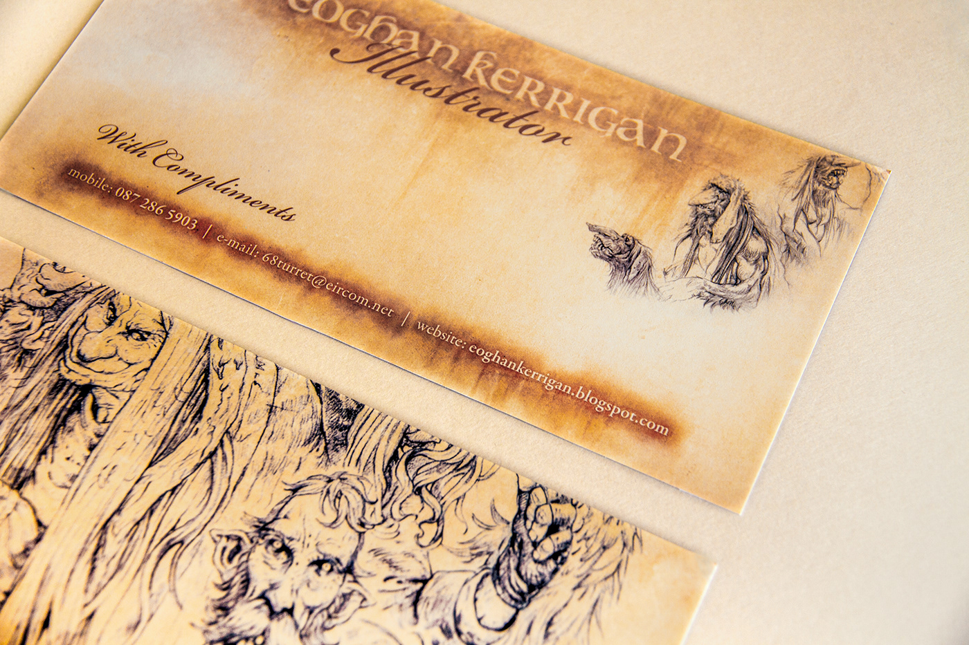 branding  fantasy art Illustrator epic tactile sketches zombie Traditional fantasy Stationery business card