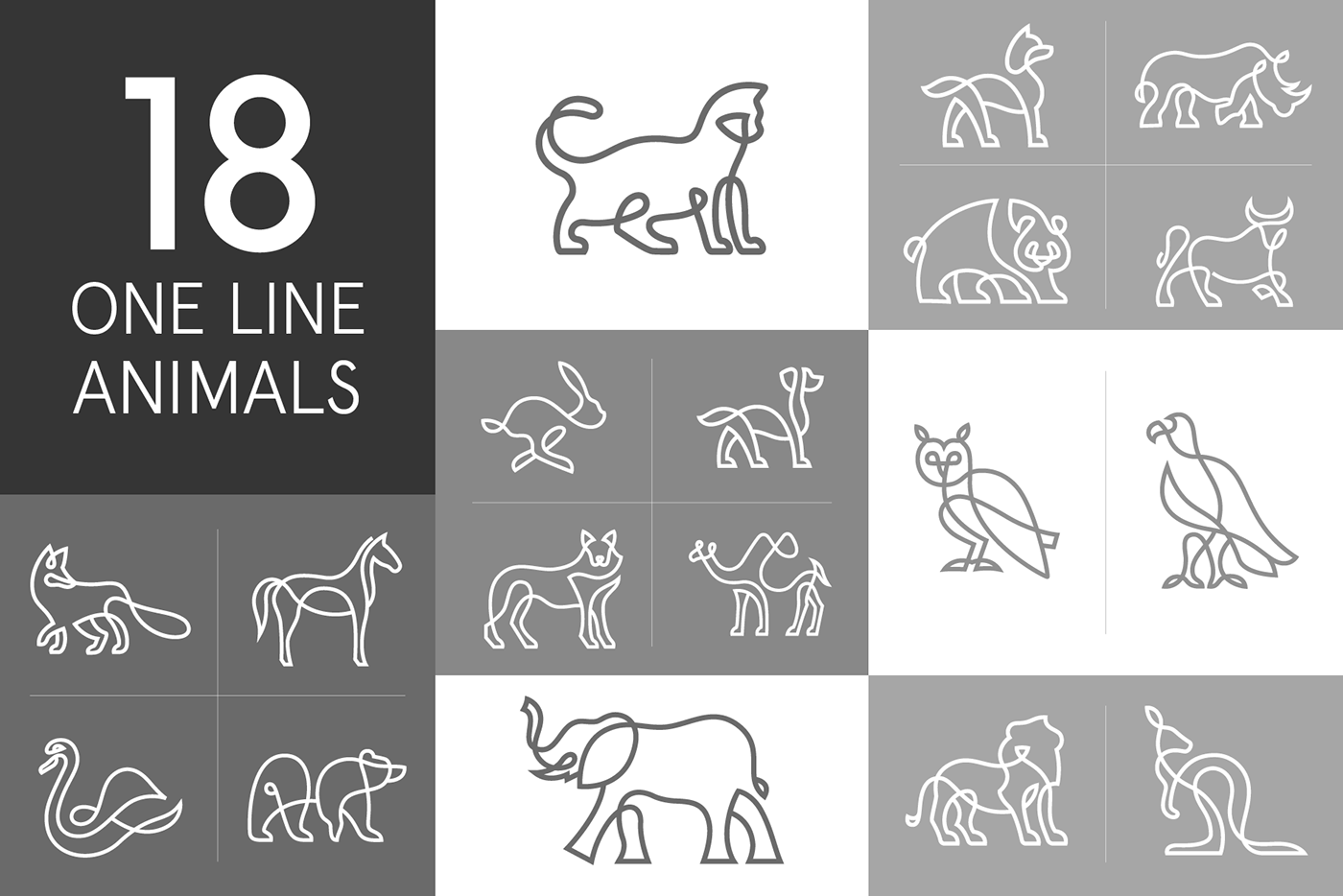 animals Icon ILLUSTRATION  line art logo mark minimal print template vector