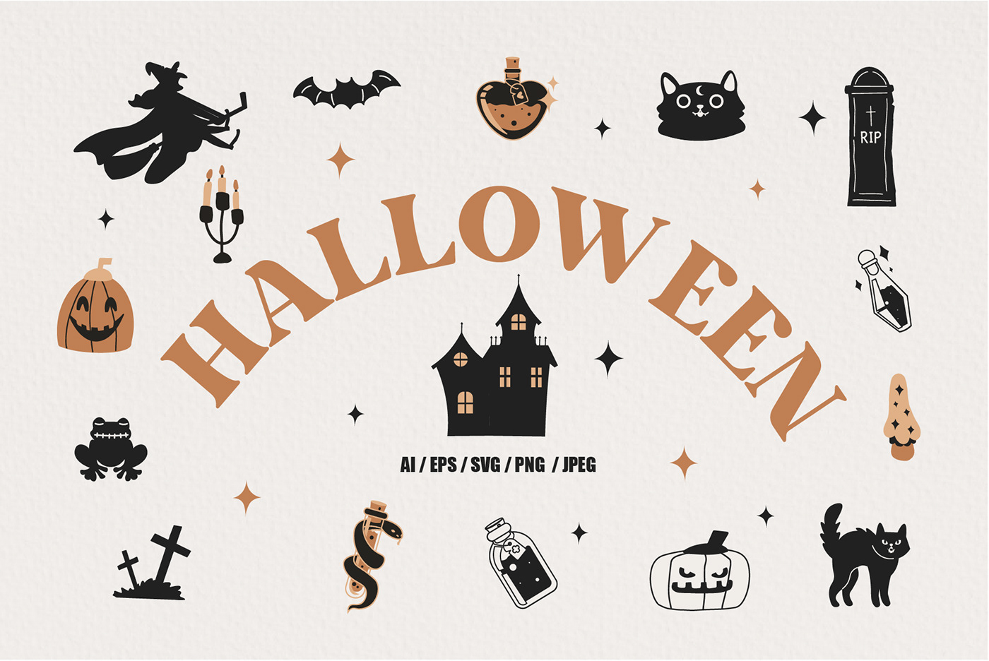 adobe illustrator Digital Art  digital illustration flat Halloween holidays icons ILLUSTRATION  print vector