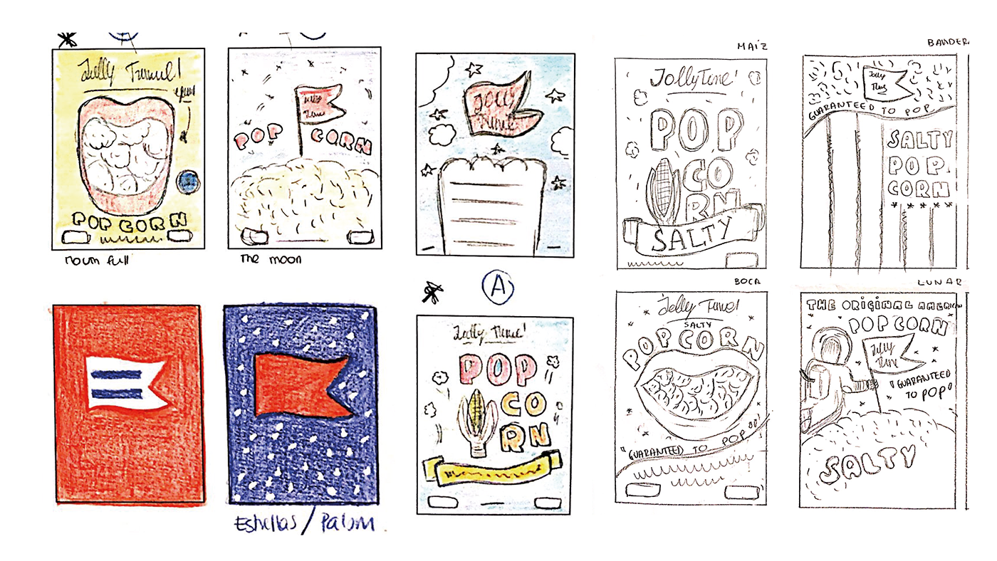 Packaging popcorn jollytime elisava graphic design  ILLUSTRATION  american pop