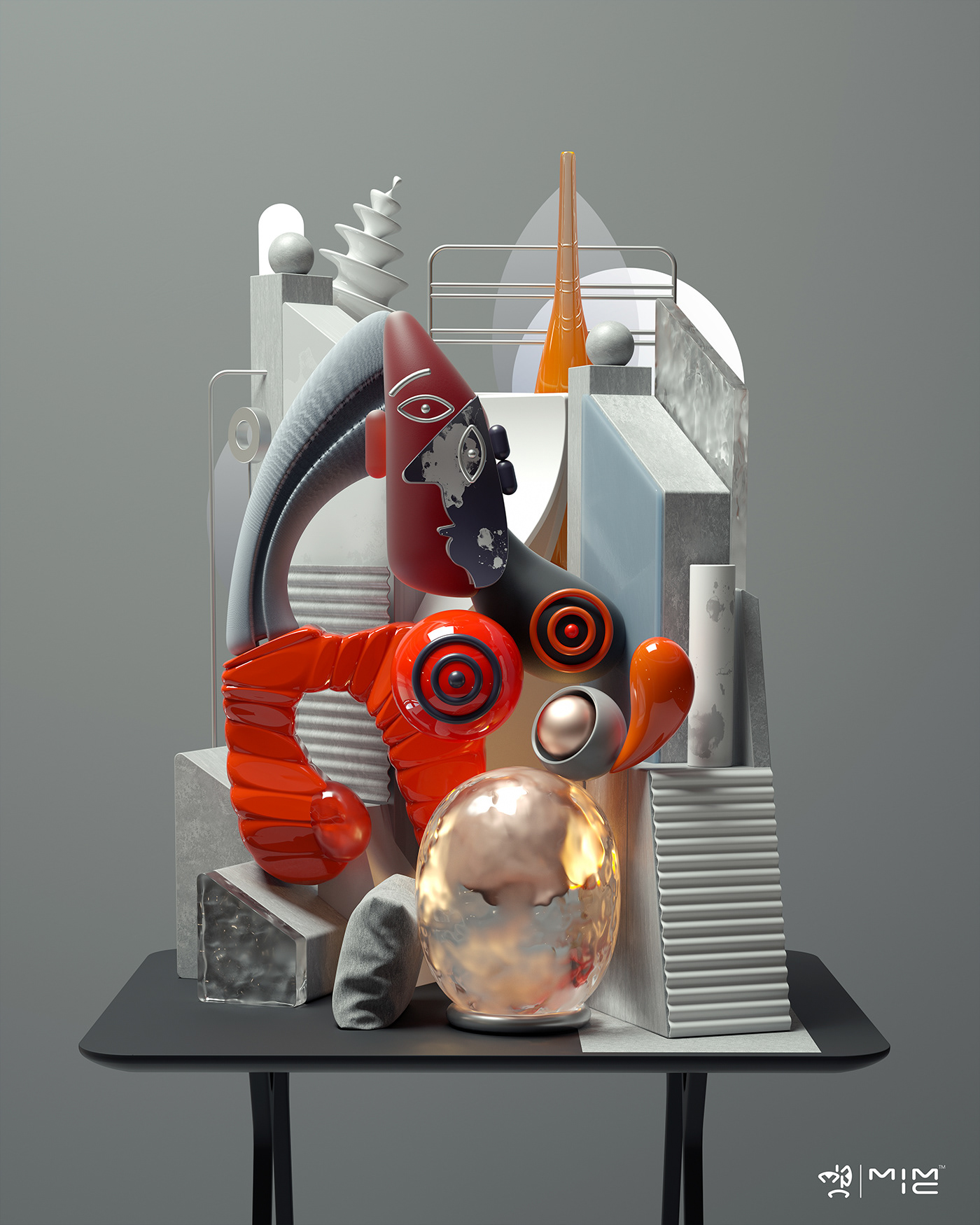 3D illustratiuon Digital Art  Picasso cinema4d photoshop Illustrator contemporary modern composition cubism