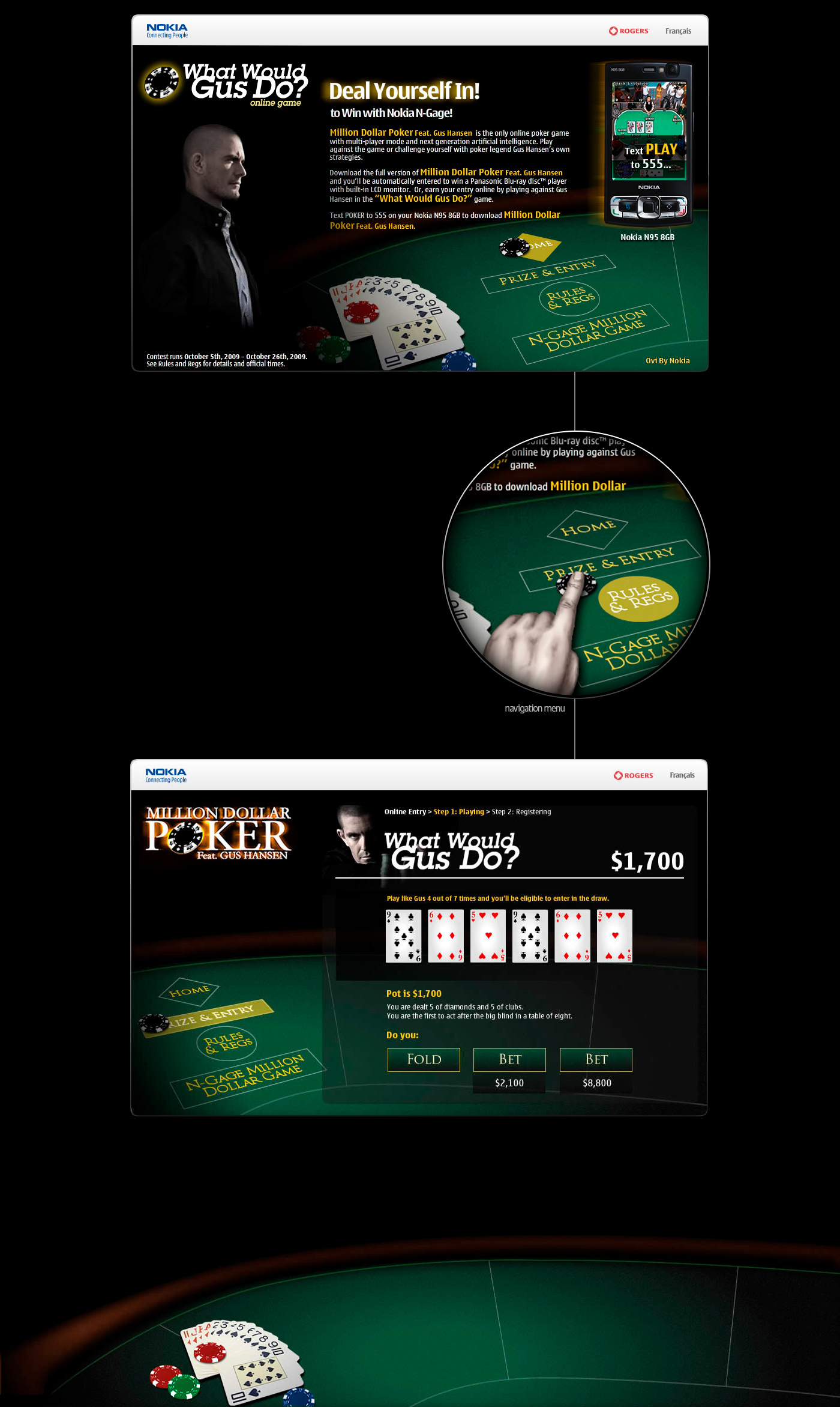 game Poker bet Minisite Web Design  interaction