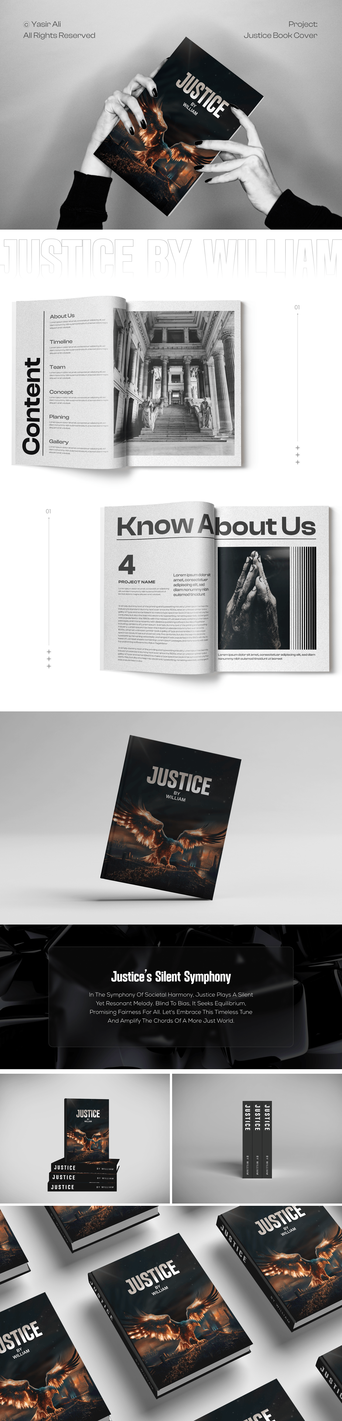 book cover designing Book Cover Design reading book Justice identity brand book design