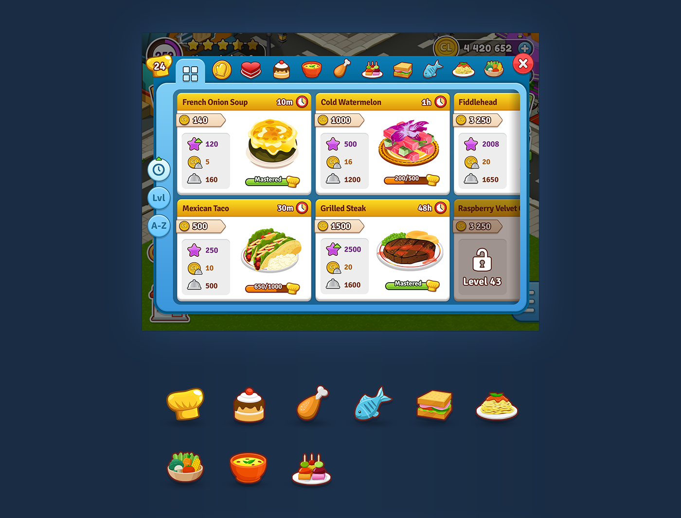 game UI game interface Game Icons Icon game design  Popup gamegos caféland