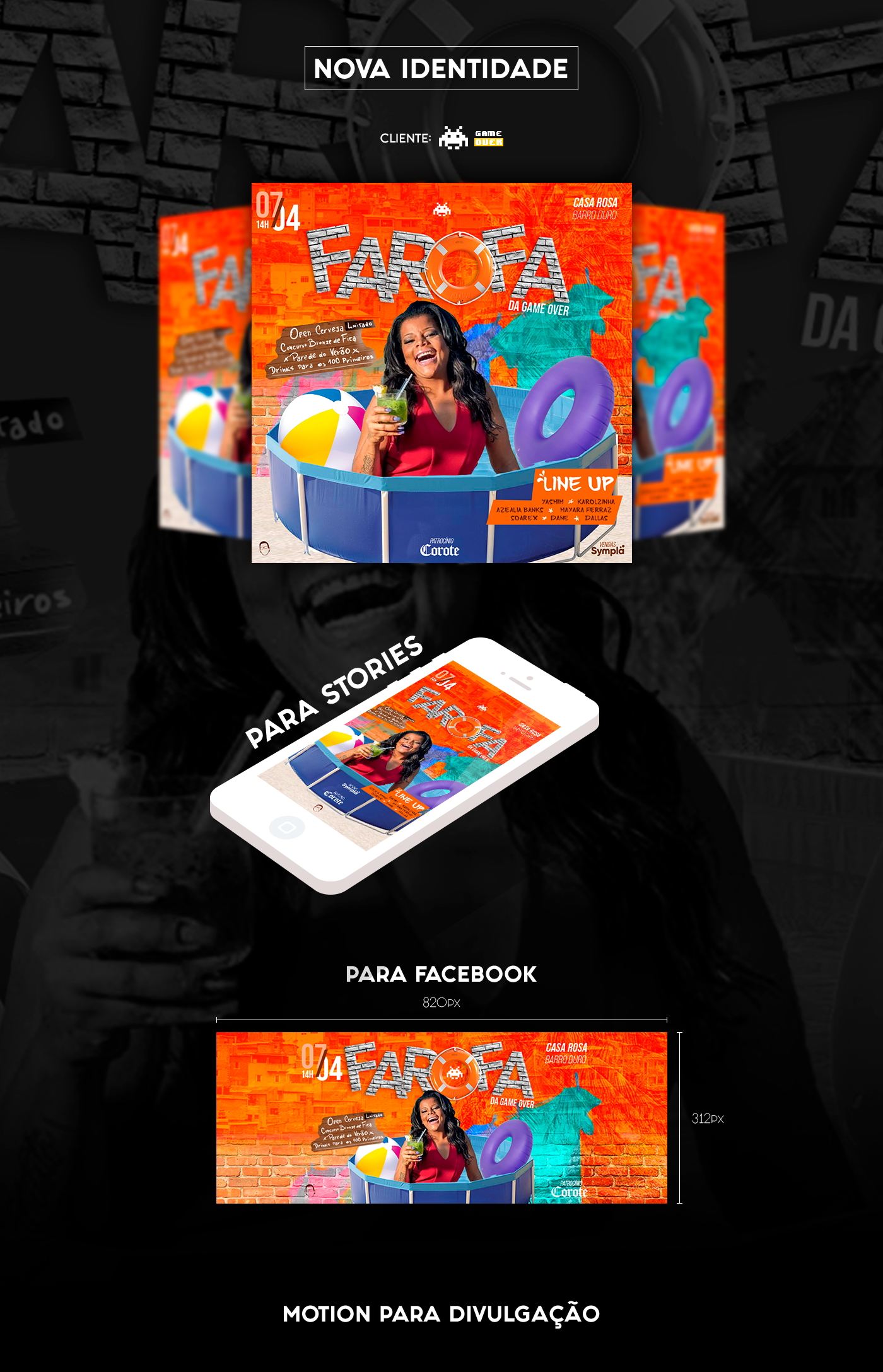 Adobe Portfolio designer gráfico identidade visual Maceió Alagoas produtora Game Over farofa Evento designer graphic design