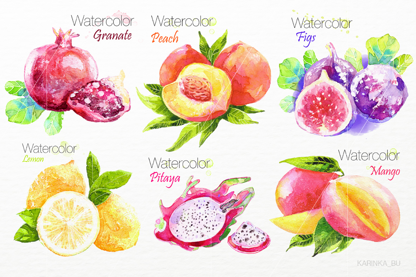 Tropical summer. Watercolor clip art on Behance