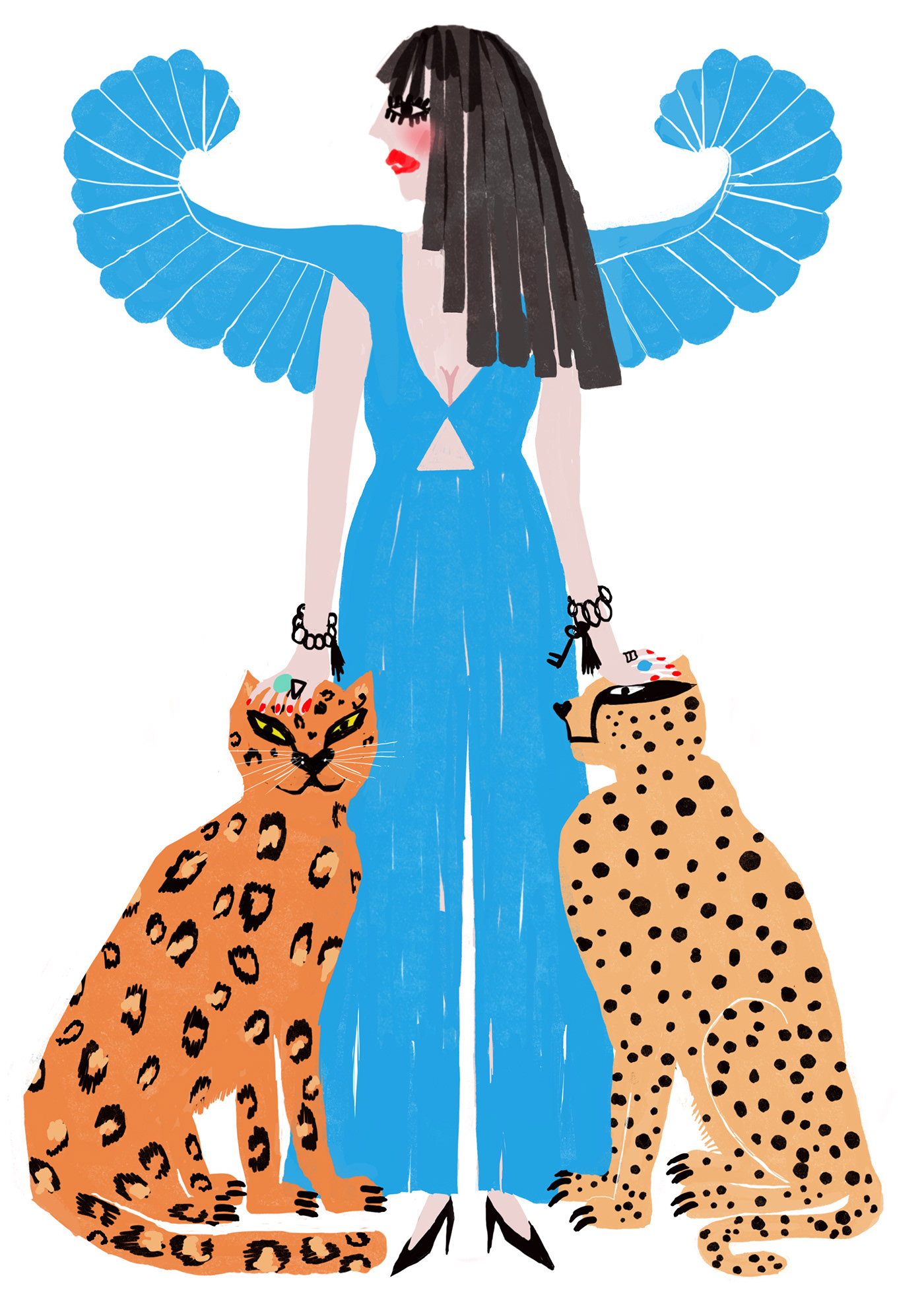 editorialillustration fashion illustration handdrawing Procreate goddess tiger leopard womenpower