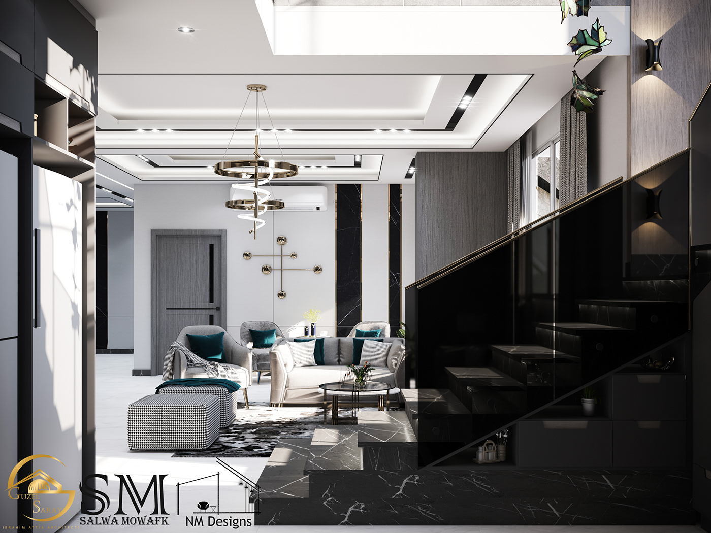 3D 3ds max architecture Interior interior design  kitchen living room modern visualization vray