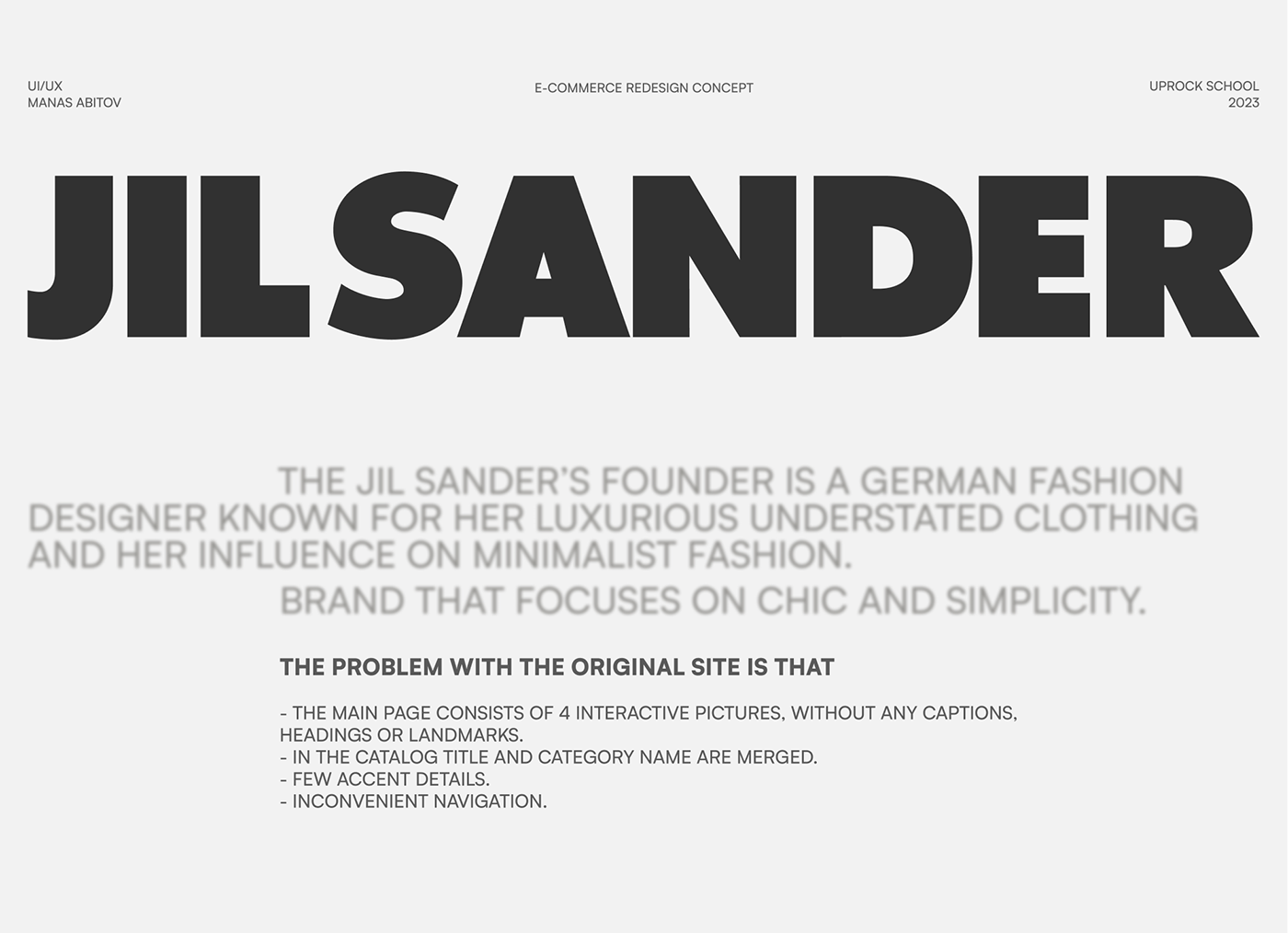 e-commerce jil sander minimal Poster Design UI/UX uprock school