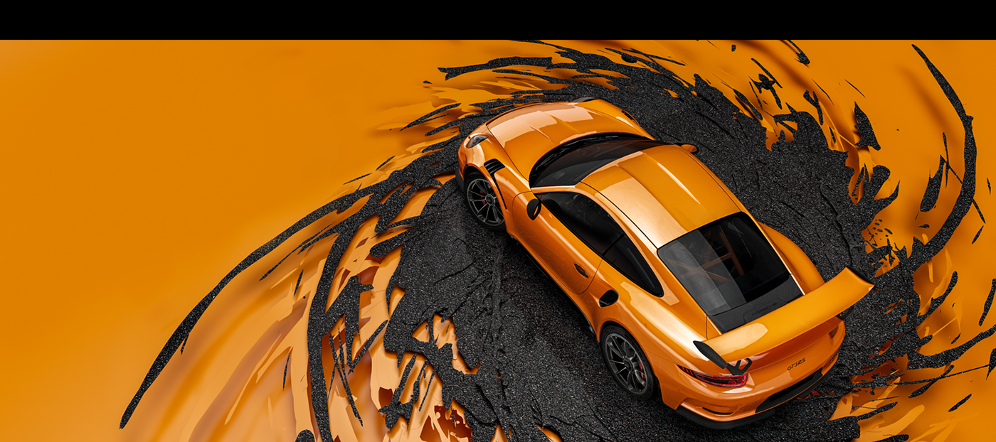 Porsche supercar GT3 orange inspire digital CGI 3D