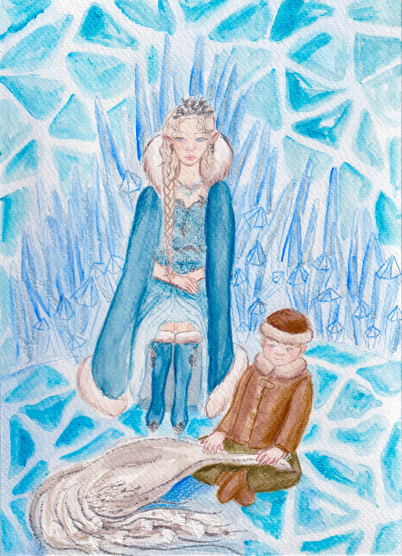 ILLUSTRATION  traditional illustration watercolor painting   artwork the snow queen snow queen Hans Christian Andersen fairy tale children's book