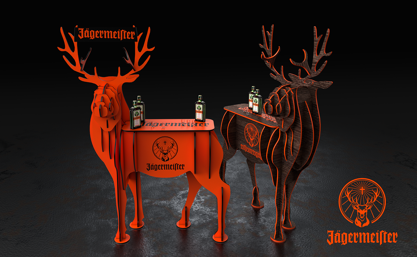 promo counter Jagermeister Dispay pos deer alcohol bervege sign Promotion
