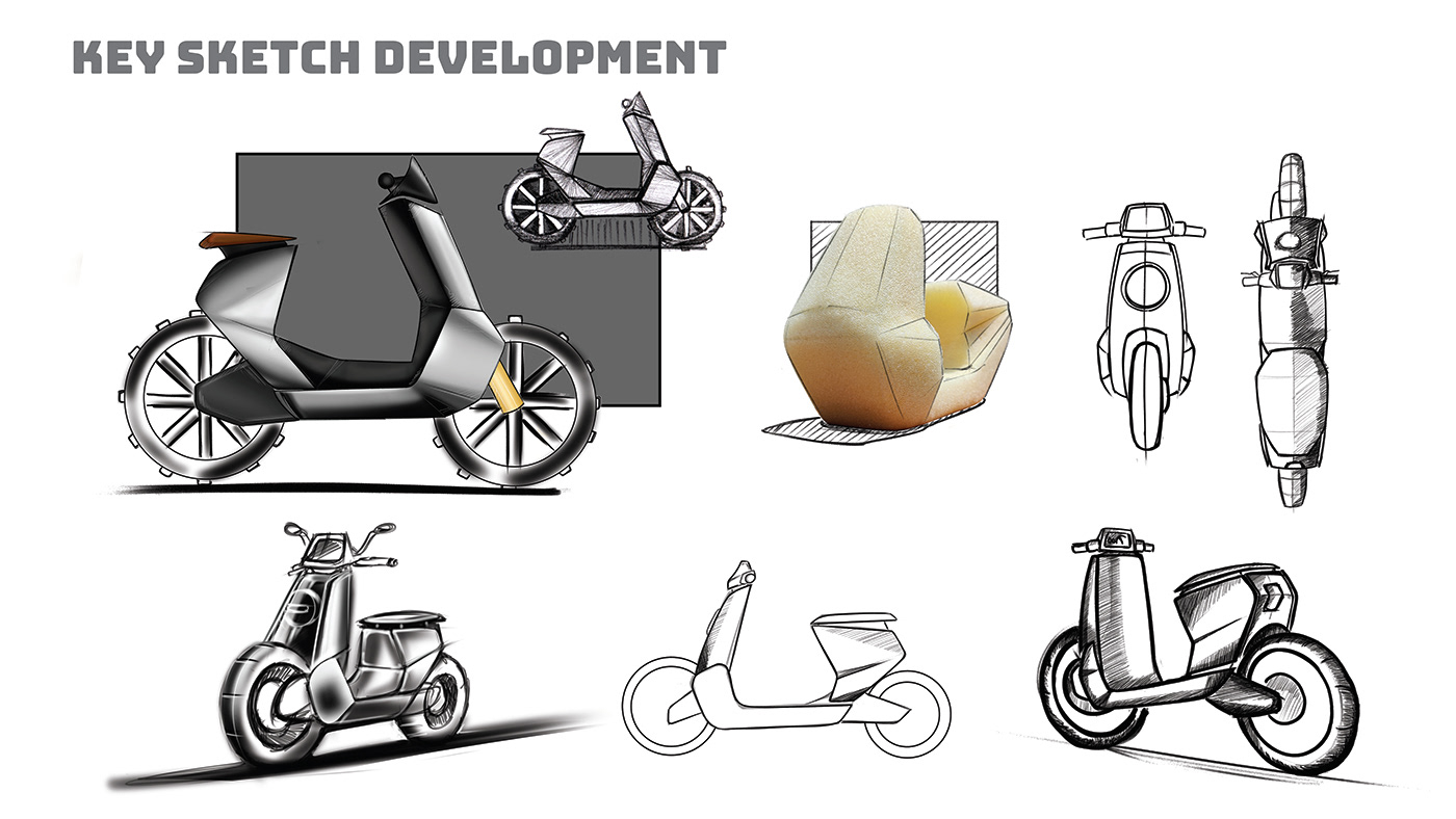 Automotive design concept electric vehicle Indian Design industrial design  Micromobility Scooter sketch Transportation Design Two Wheeler