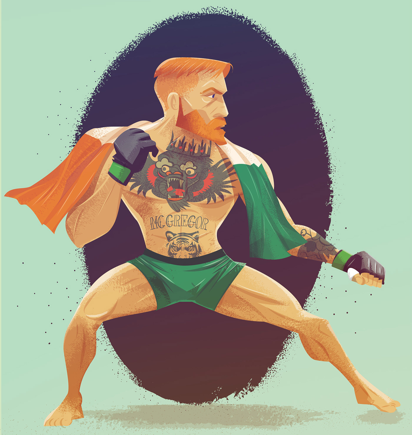 notorious ILLUSTRATION  vector art vectoriel adobe illustrator flat design Character design  Boxer спорт MMA connor Marcel Pixel