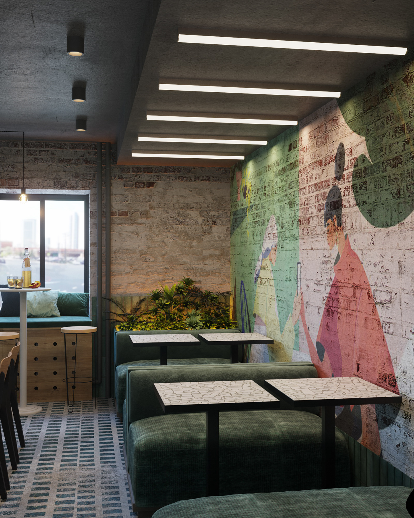3dsmax corona Render coffee shop interior design  design visualization design kiev