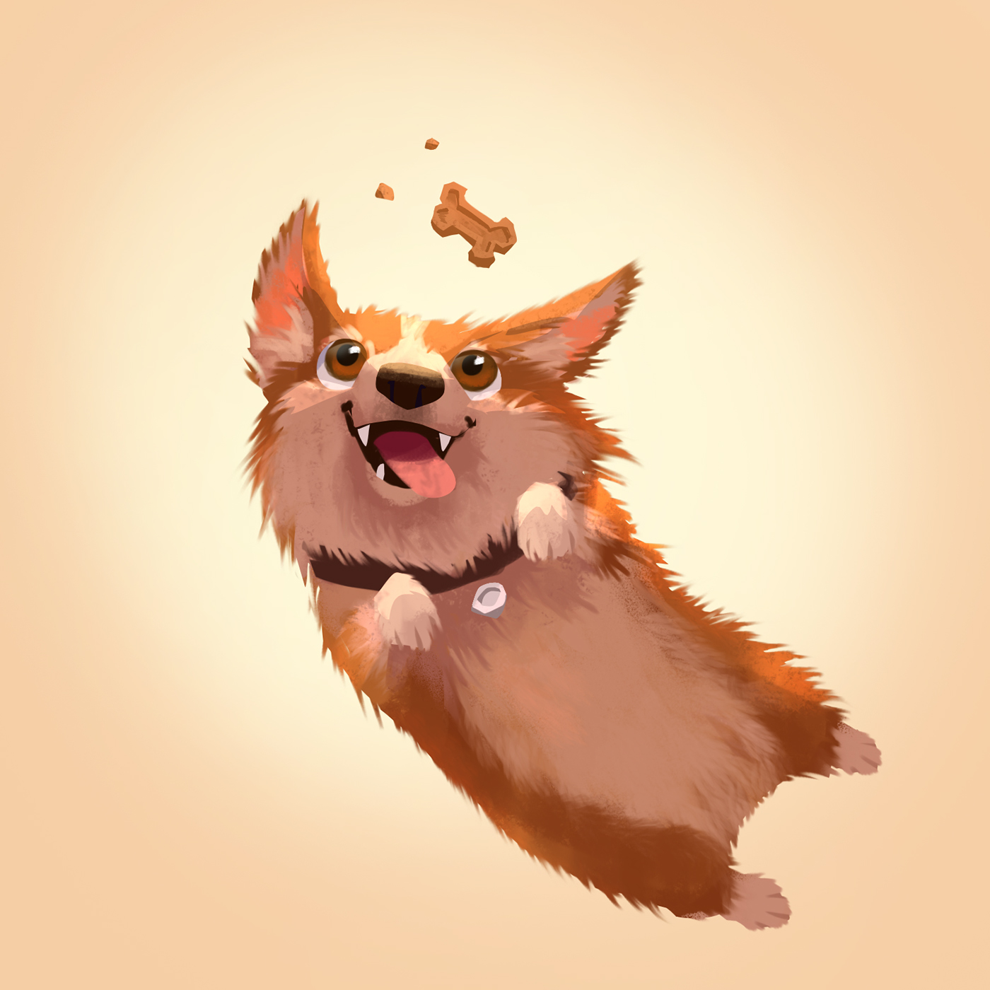 dog Corgi animal cute Character design  sketch doole art digital painting