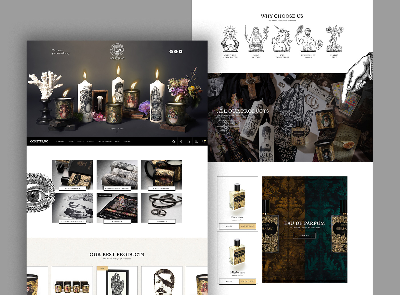 Website Ecommerce Responsive UI ux candle hand made animations interaction design