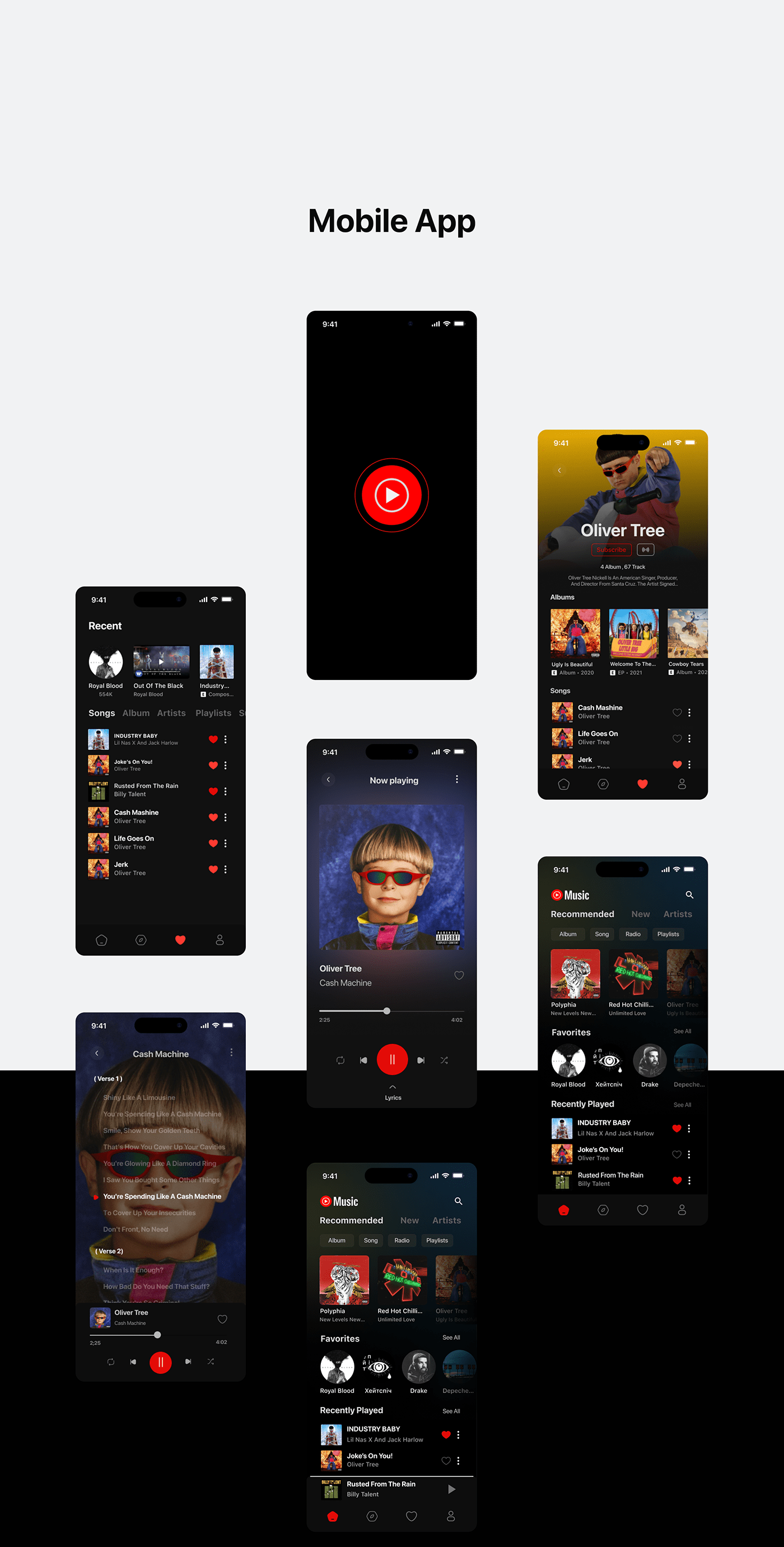 dashboard Minimalism mobile Mobile Application music prototype redesign user experience ux/ui youtube